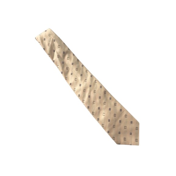 Allea Milano Beige Gray Pure Silk Necktie Tie Diamond Pattern New With Tags - Picture 2 of 5